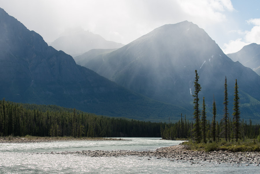 Moody skies over the Athabasca River.