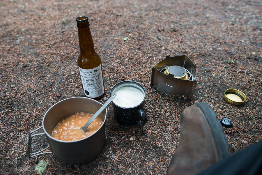 Waiting a day for the train I restocked on provisions in town, even treating myself to some wet food and drink back at the campground.