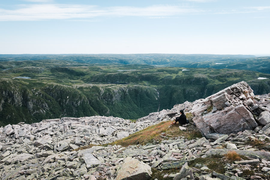 The lofty plateaus of the Long Range Mountains can be quite windy, but makeshift shelters abound for the committed hiker who wants to take time and enjoy the vistas their heights offer.