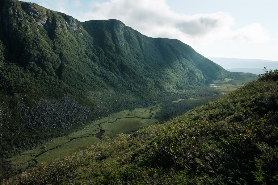 Last light on the last valley of the Long Range Traverse; a backcountry route that attracts hikers from around the world to spend many days navigating its wilderness route devoid of paths.