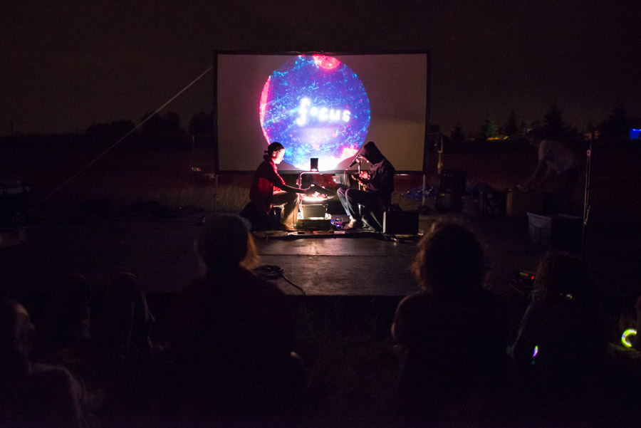 Mind Of A Snail Puppet Co. came all the way from Vancouver to tell stories to the folks at Pope’s Hill. With a guitar, some beatboxing, a guiding voice, and a loop they use layered transparencies to project a puppet show for the festivalers to enjoy. You may have also caught them at the Winnipeg Fringe Festival the week after.