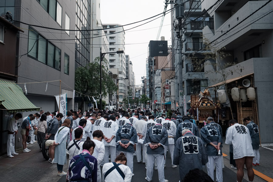 A crowd bows to their local guardian deity, creating a moment of stillness after a raucus day ushering its portable shrine through their neighbourhood.Context: The Shinto Kanda Festival happens once every two years, and was experienced as part of a Japan trip connecting the dots between special-to-me destinations: a coffee shop in Tokyo and Dogen&rsquo;s Eiheiji temple in the Fukui prefecture. &ndash;pop-up newsletter&ndash;